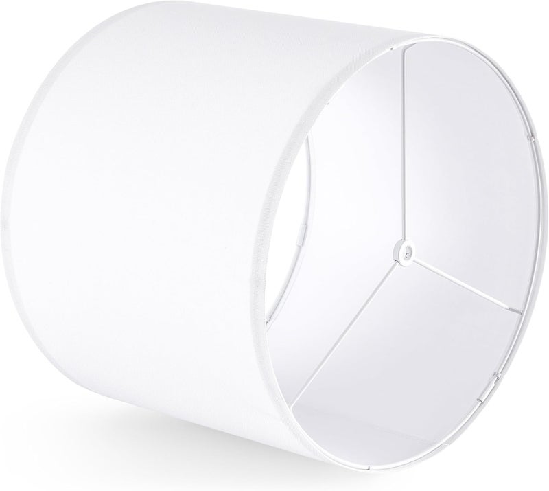 PAPAYA Pure-White Drum Lamp Shades Set of 2 Large Lampshade 14``Top x 14``Bottom x 11``High(Spider) Modern Lamp Shade for Table and Bedside Lamp - Lampshade Replacement ﻿ - Image 4